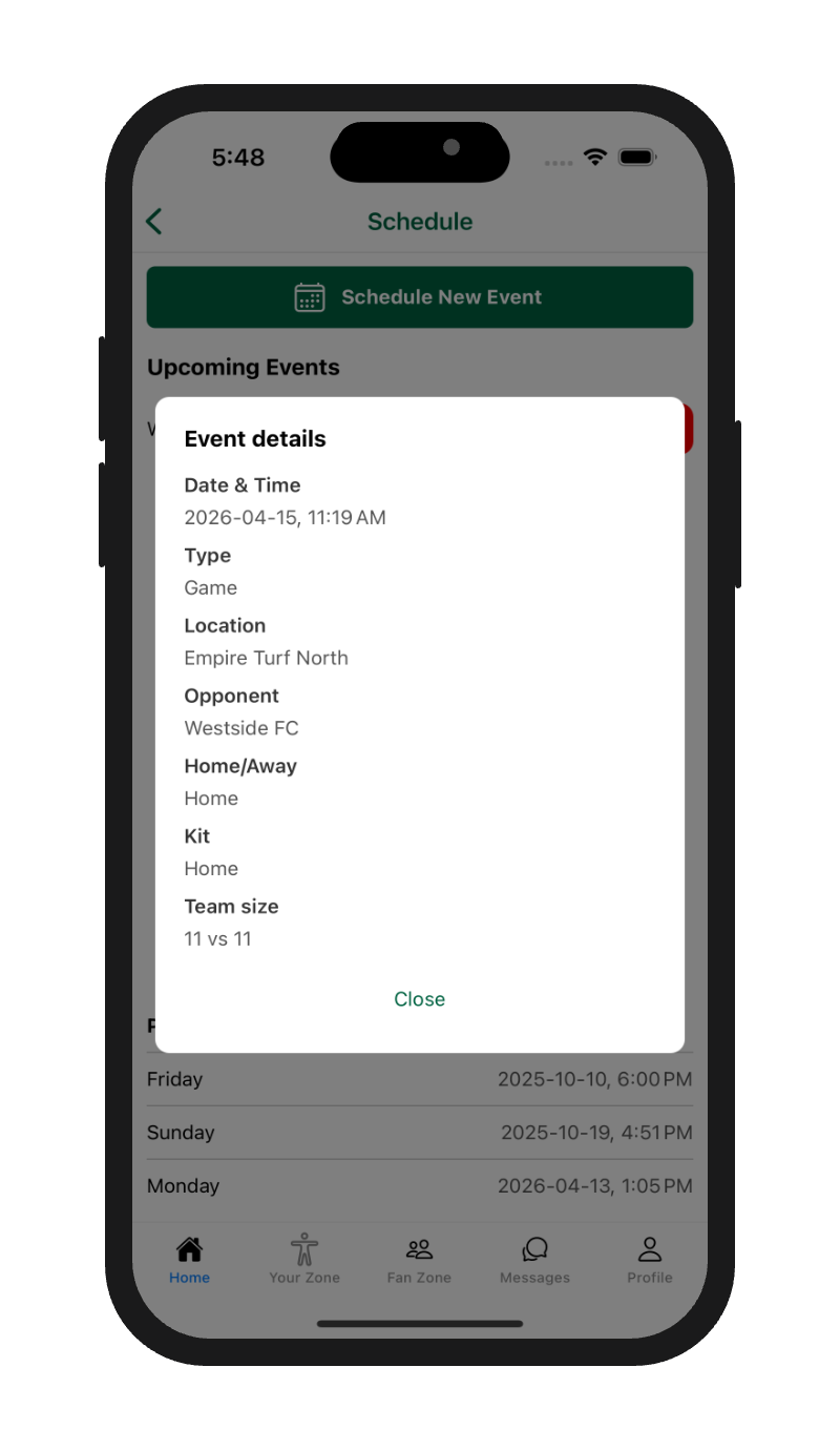 Plan: weekly schedule