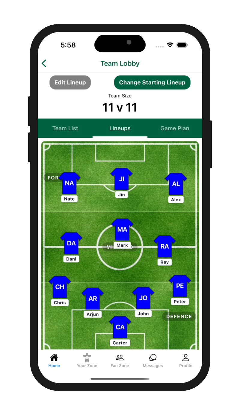 Play: lineups view