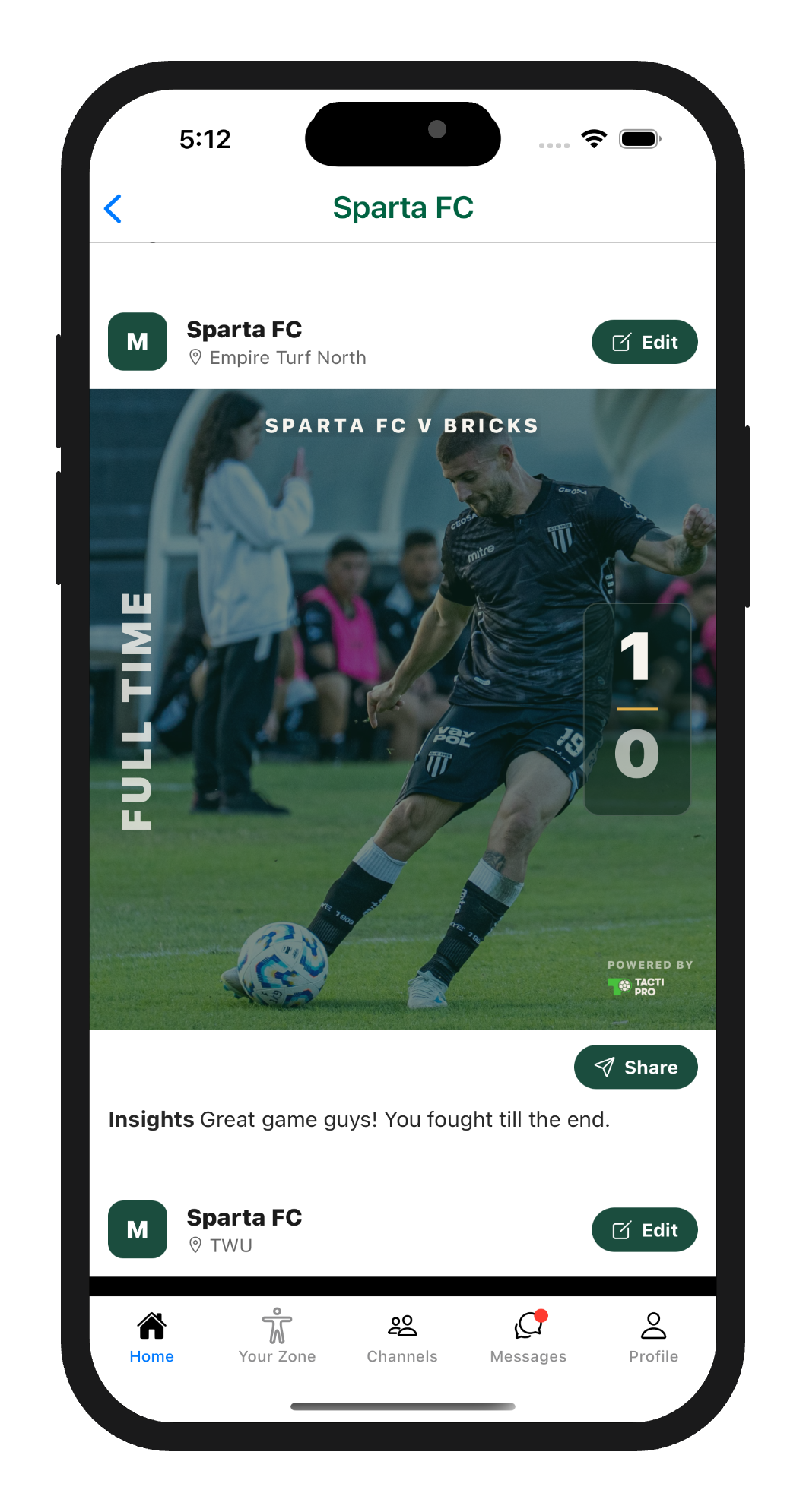 Starting XI graphic — teal kit